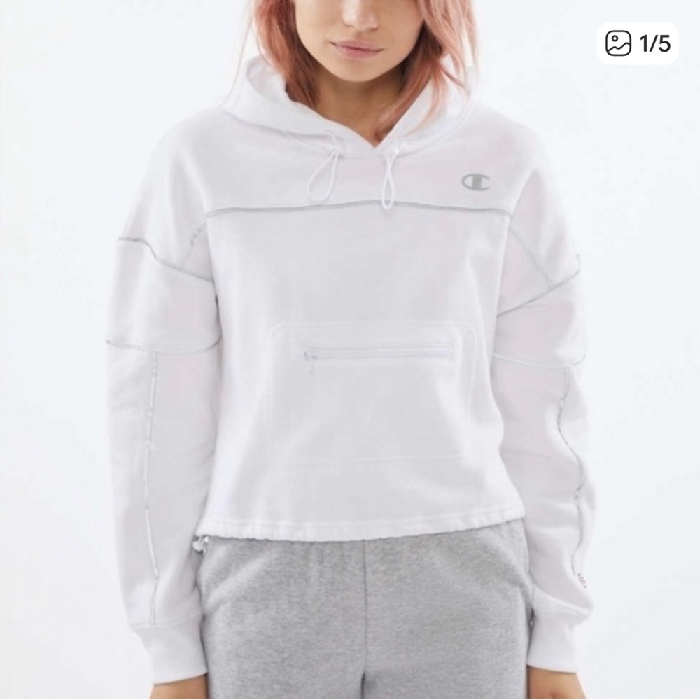 Champion x Urban Outfitters Exclusive White Reflective Hoodie Sweatshirt